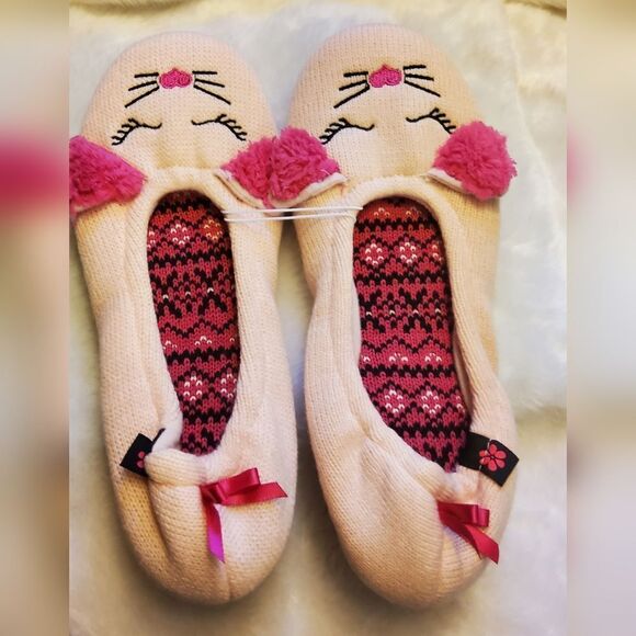 Embroidered Slippers & Sleep Mask Faux Fur Size XL NEW - Picture 2 of 10